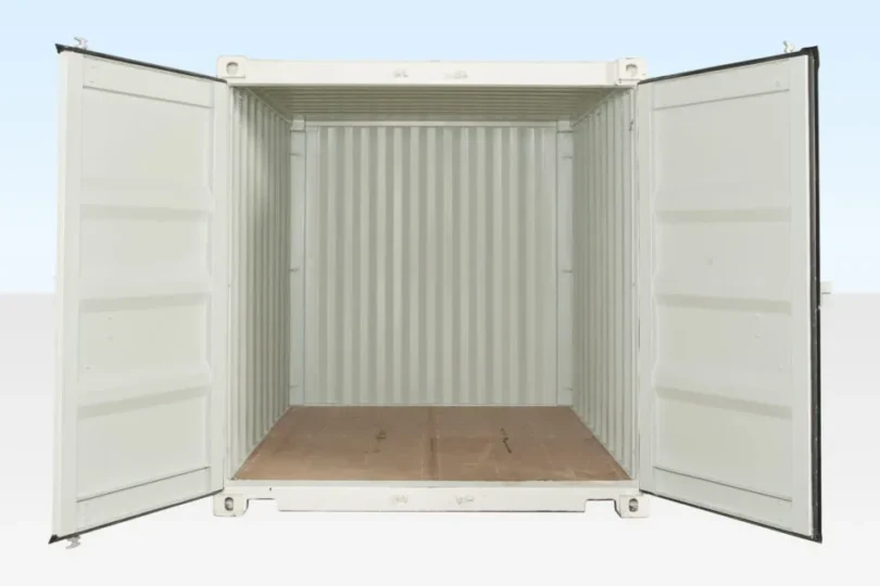 1000-10ft-white-one-trip-front-doors-open-final-960x640-1 10FT X 8FT SHIPPING CONTAINER (ONE TRIP) WHITE (RAL 9003)